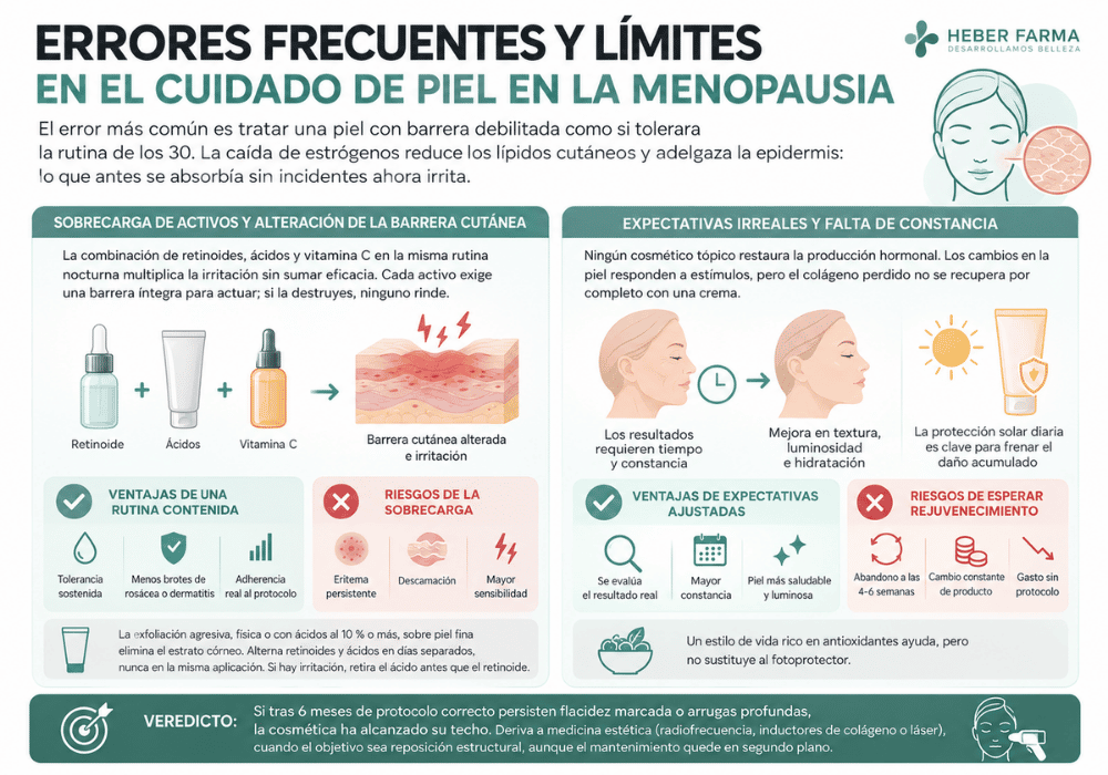 Errores frecuentes y límites en el cuidado de piel en la menopausia